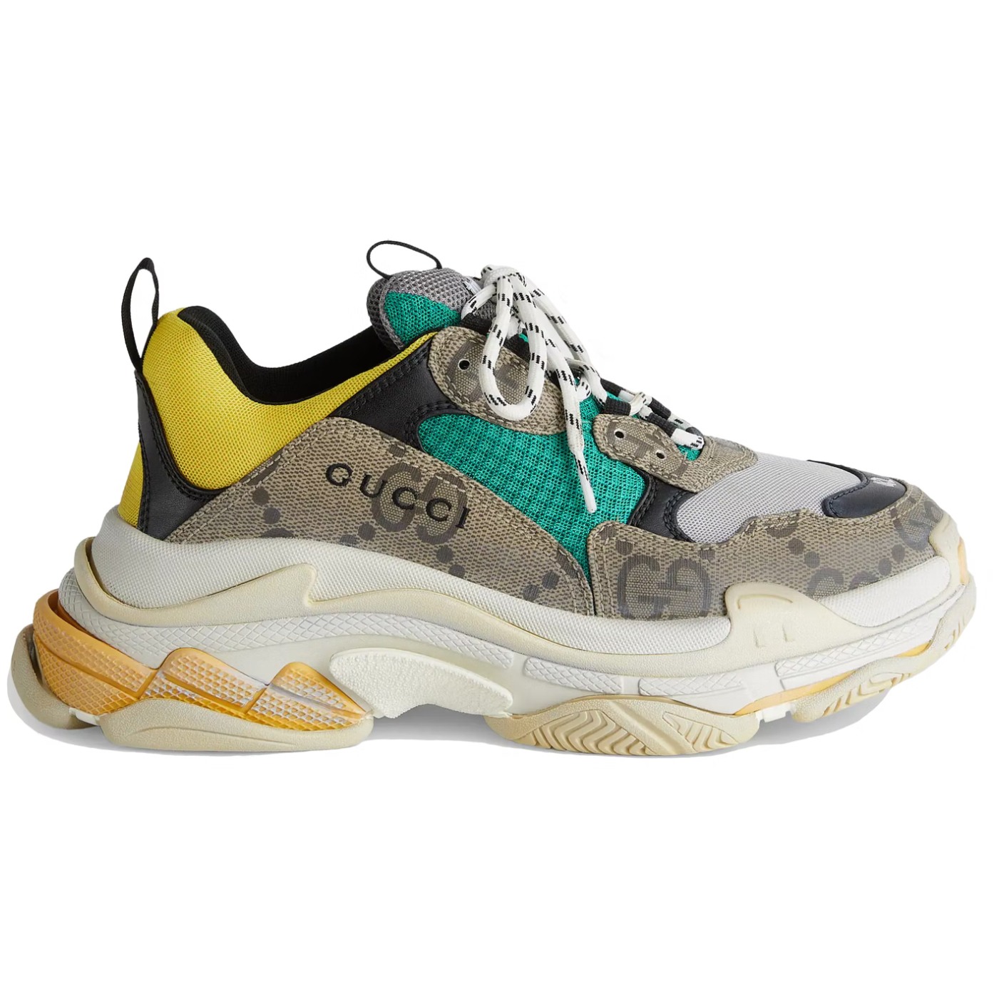 Gucc* x Blcg The Hacker Project Triple S Beige Green Yellow