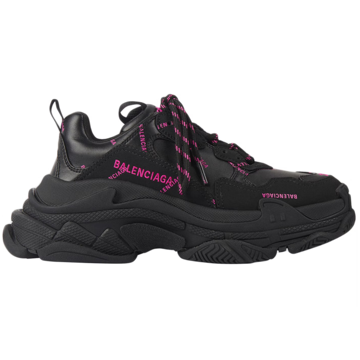 Balenciaga Triple S Allover Logo Black Pink
