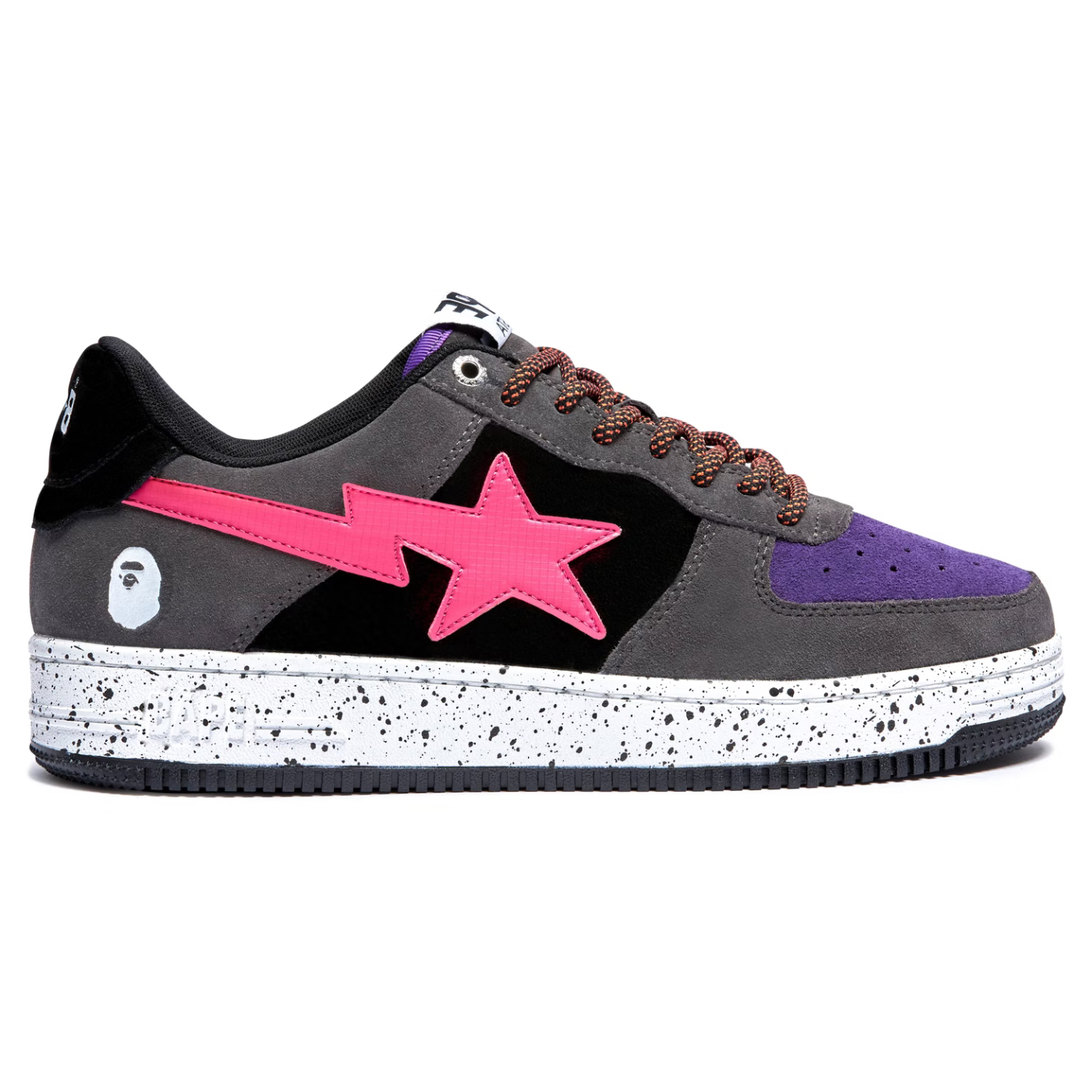 A Bathing Ape Bape Sta Black Grey Pink Suede
