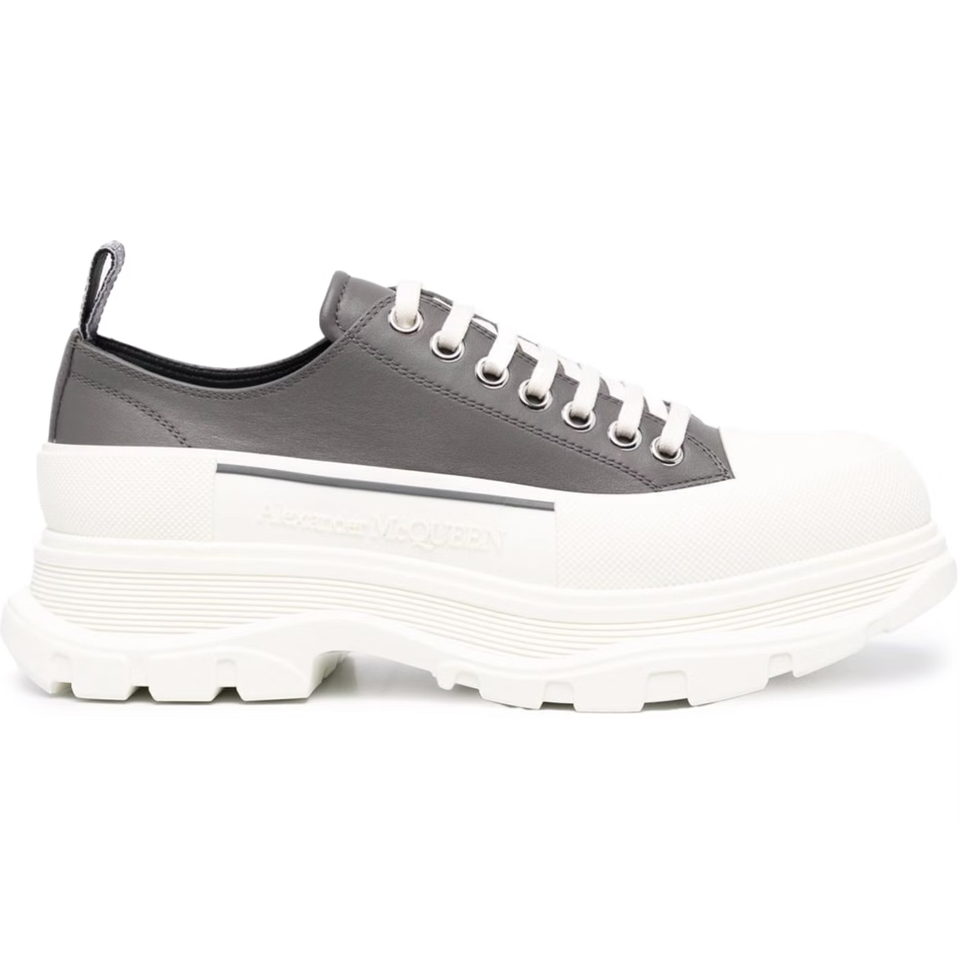 Alexander McQueen Tread Slick Low Lace Up Leather Grey White