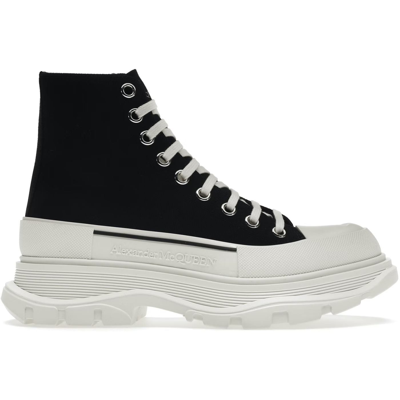 Alexander McQueen Tread Slick Lace Up Boot Black White