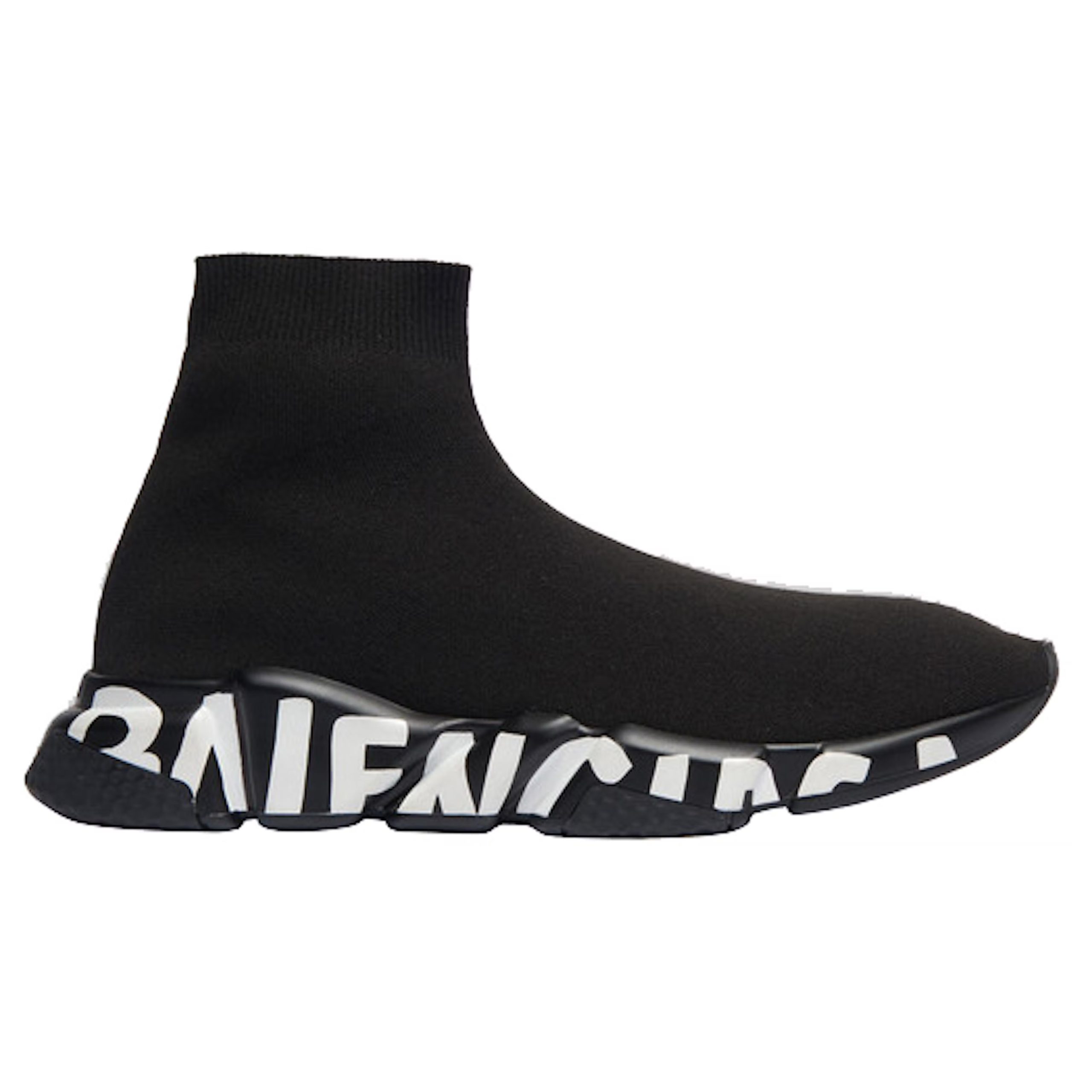 Balenciaga Speed Graffiti Trainers Black White Logo
