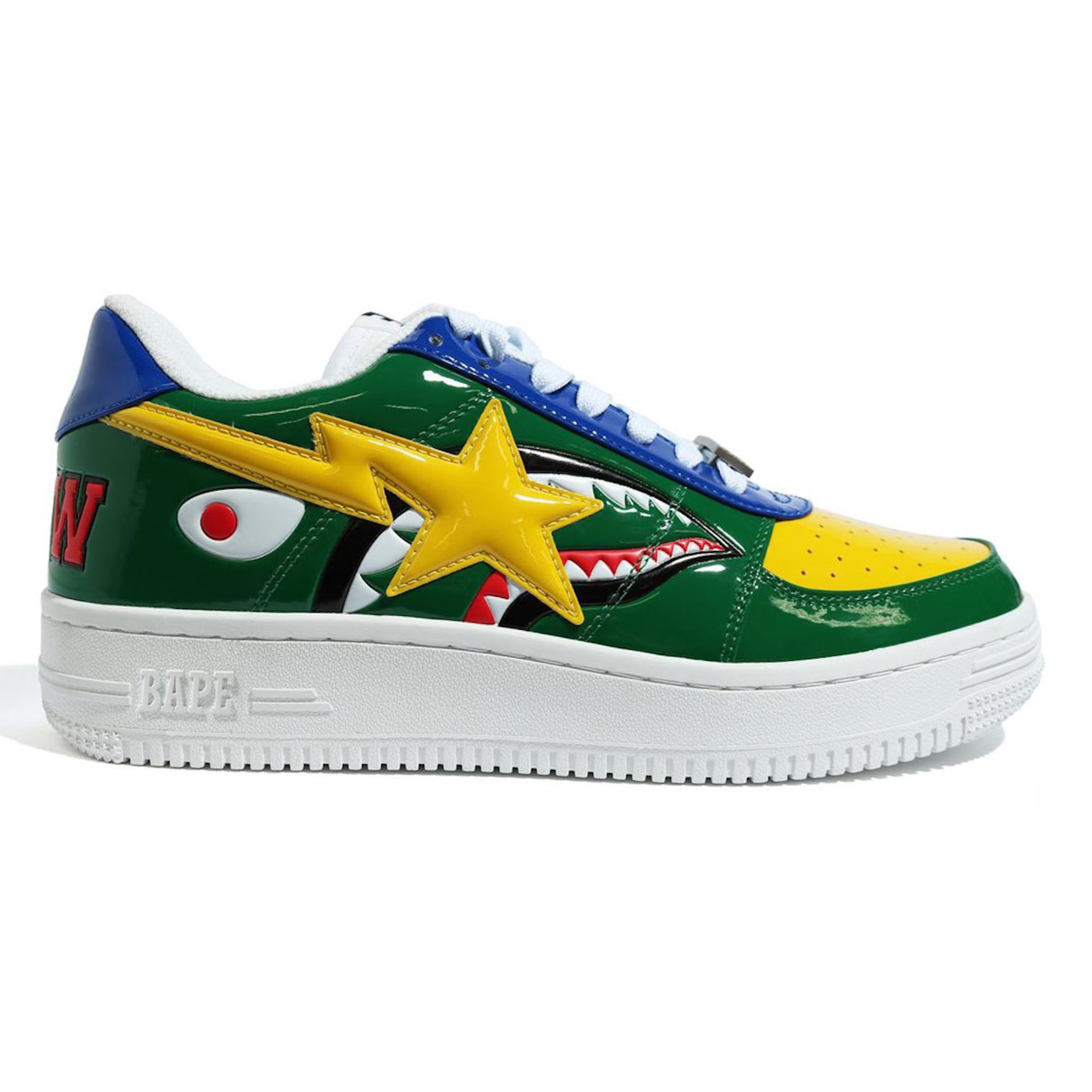 A Bathing Ape Bape Sta Low M2 20th Anniversary Patent Green Shark