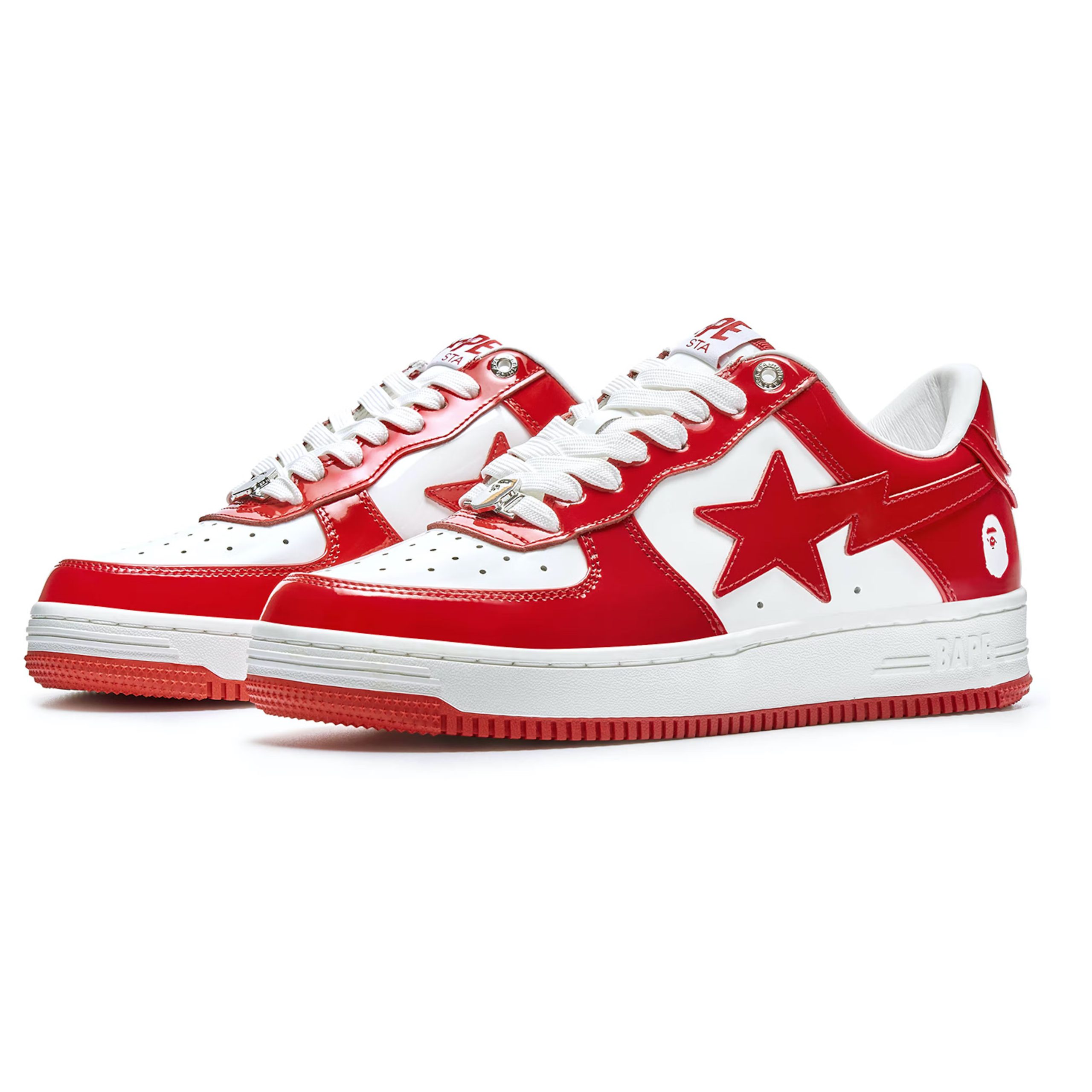 A Bathing Ape Bape Sta Patent Leather White Red (2023)