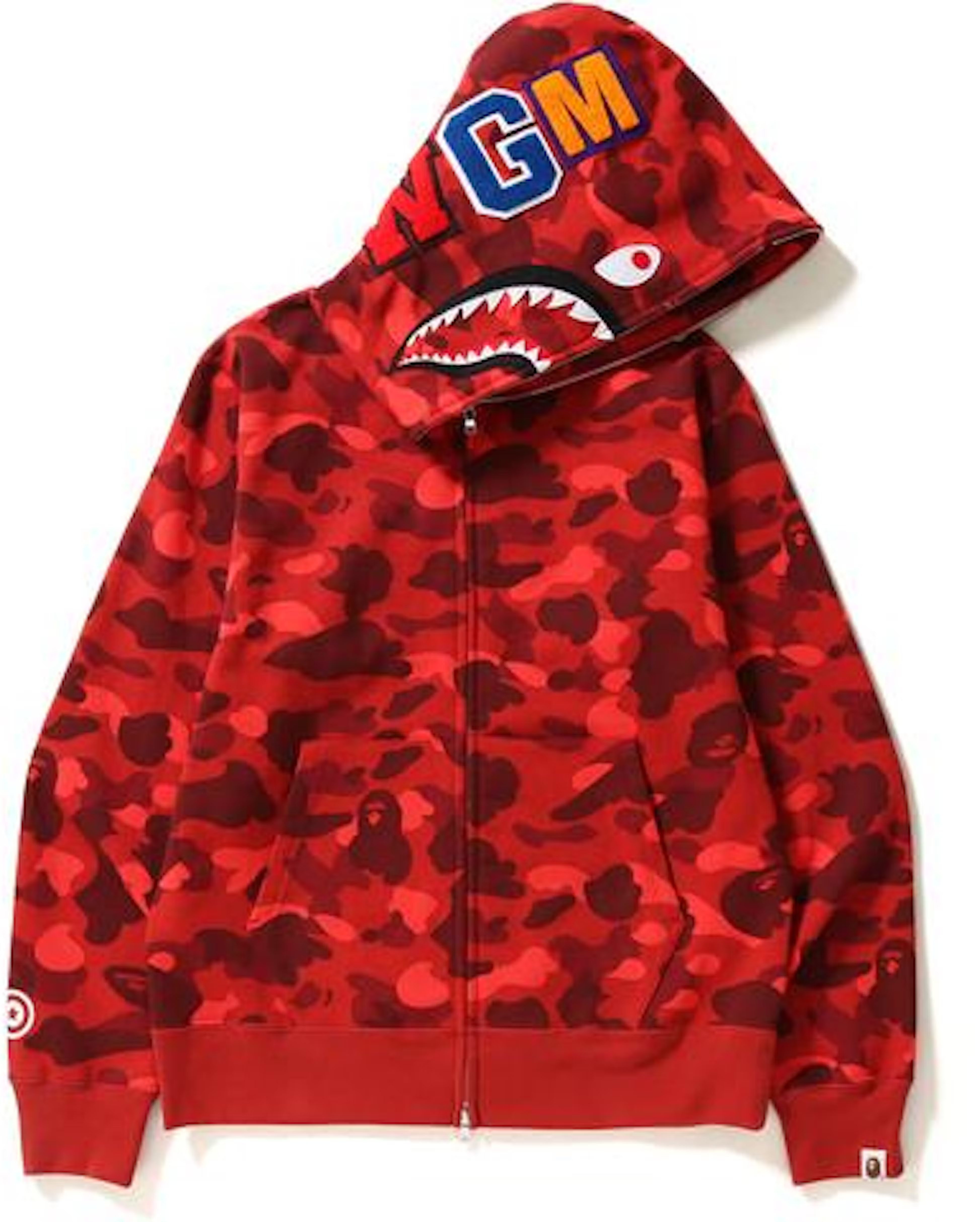 BAPE Color Camo Shark Full Zip Hoodie Red