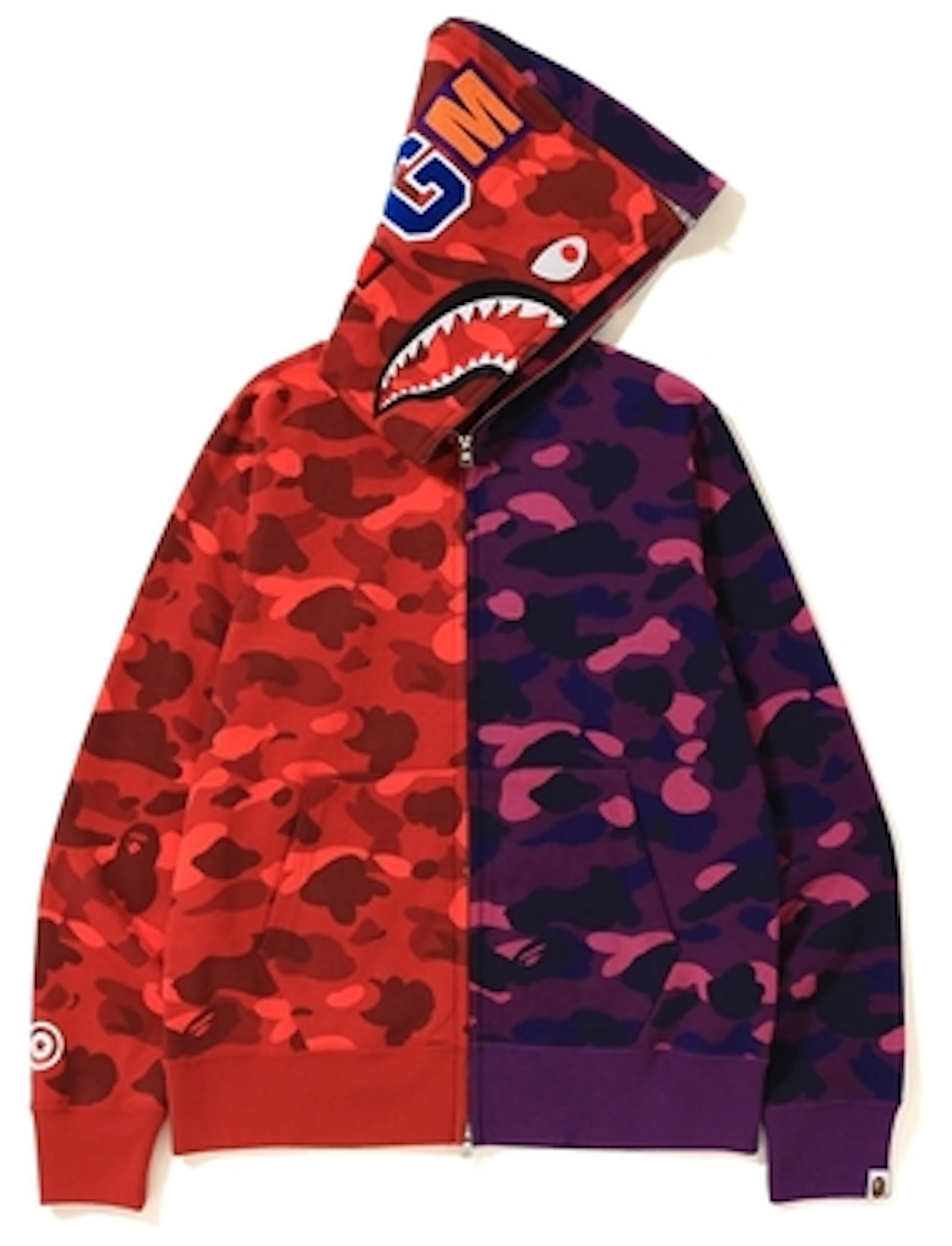 BAPE Color Camo Separate Shark Full Zip Hoodie Red/Purple