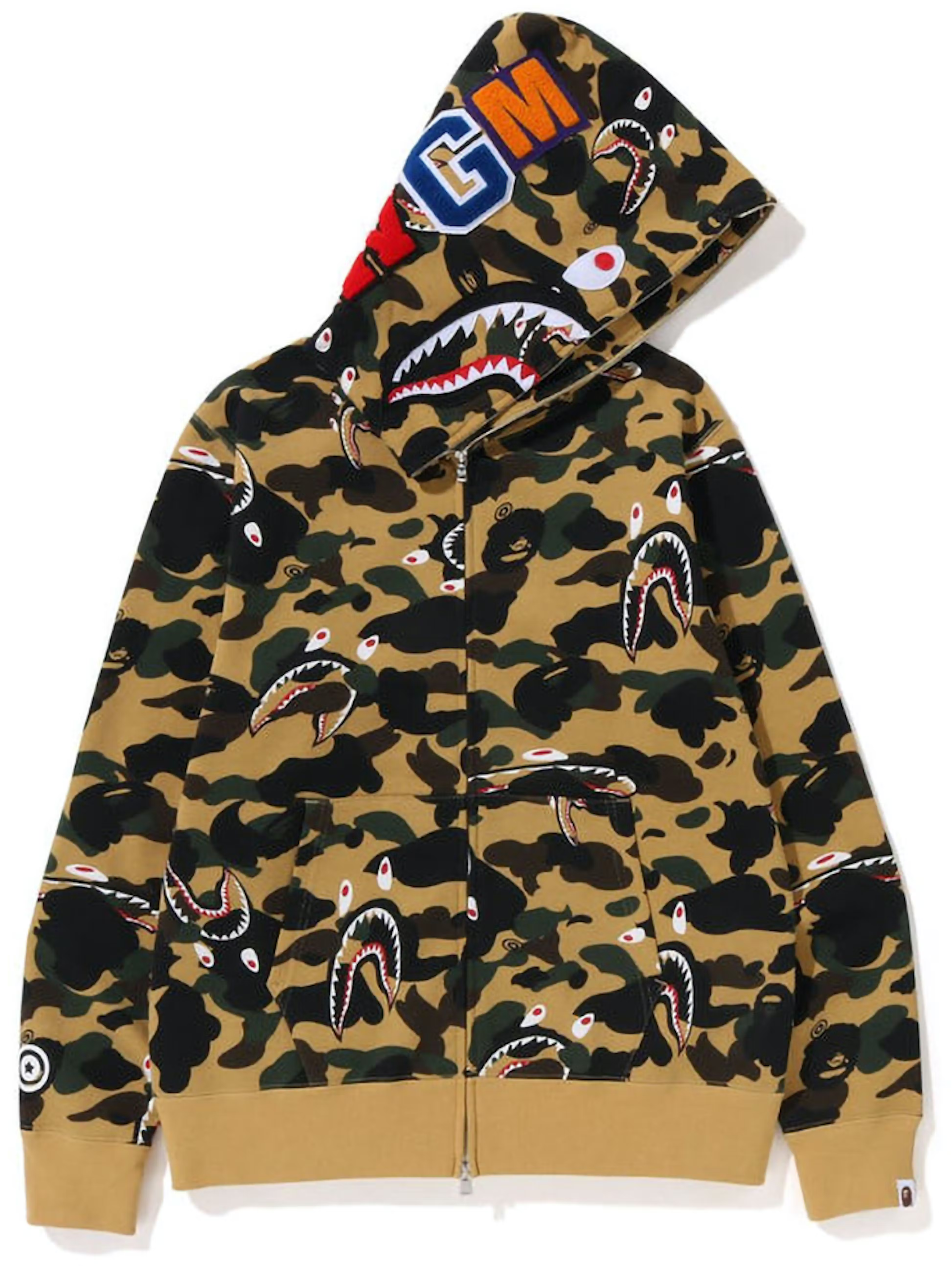 BAPE Shark 1St Camo Shark Full Zip Hoodie (SS23) Yellow