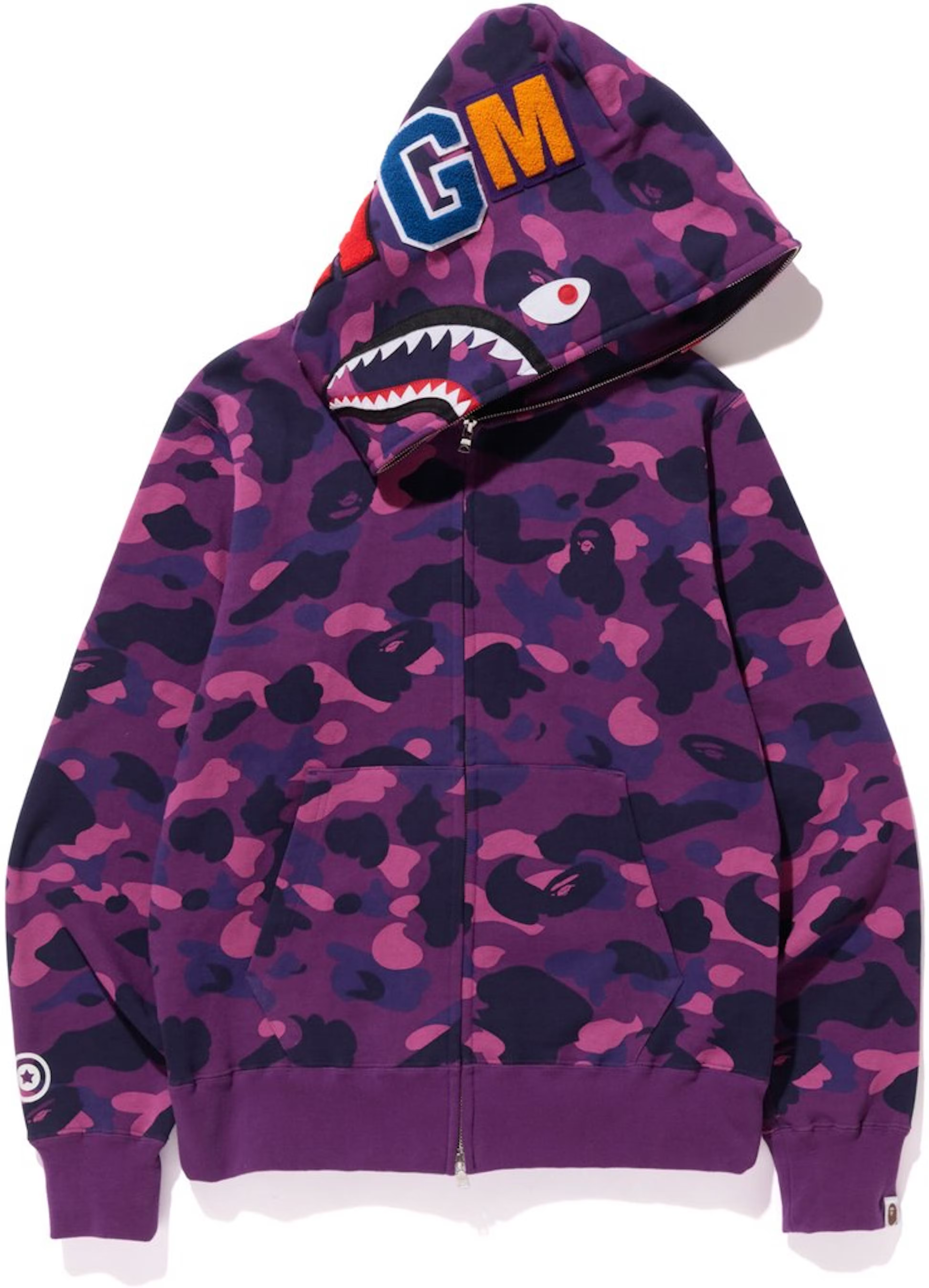 BAPE Color Camo Shark Full Zip Hoodie Purple