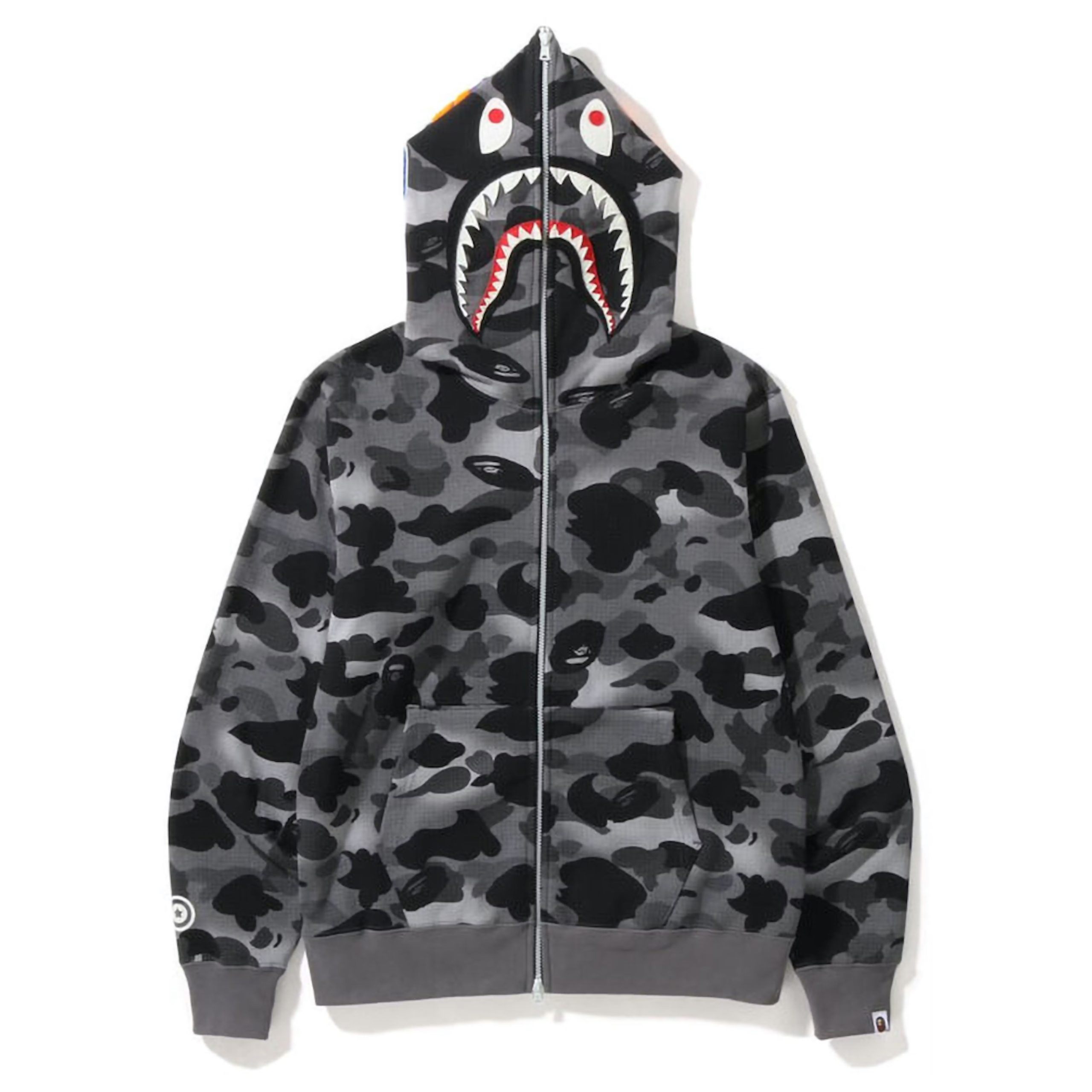 BAPE Grid Camo Shark Full Zip Hoodie Black