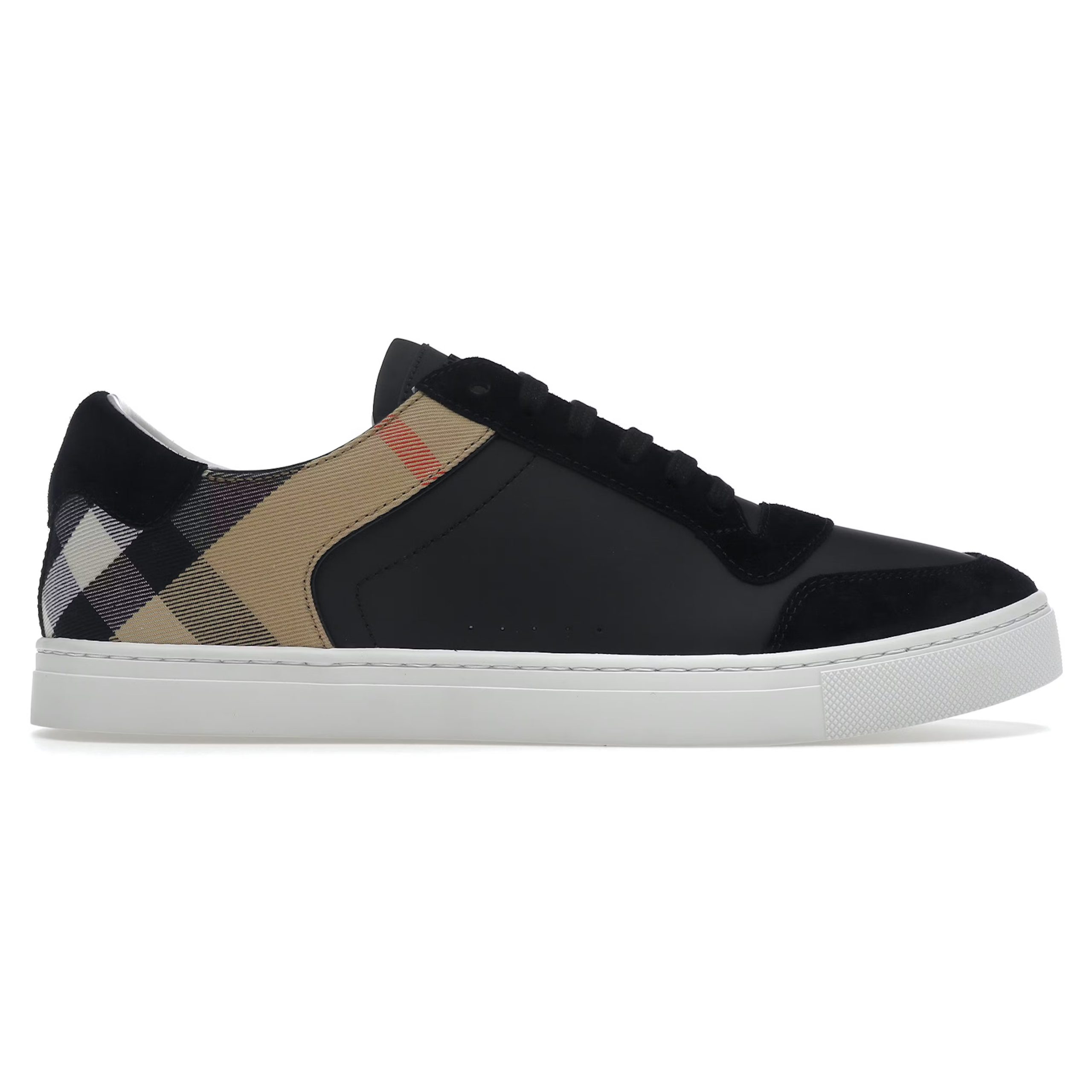 Burberry Leather Suede and House Check Sneakers Black Archive Beige White