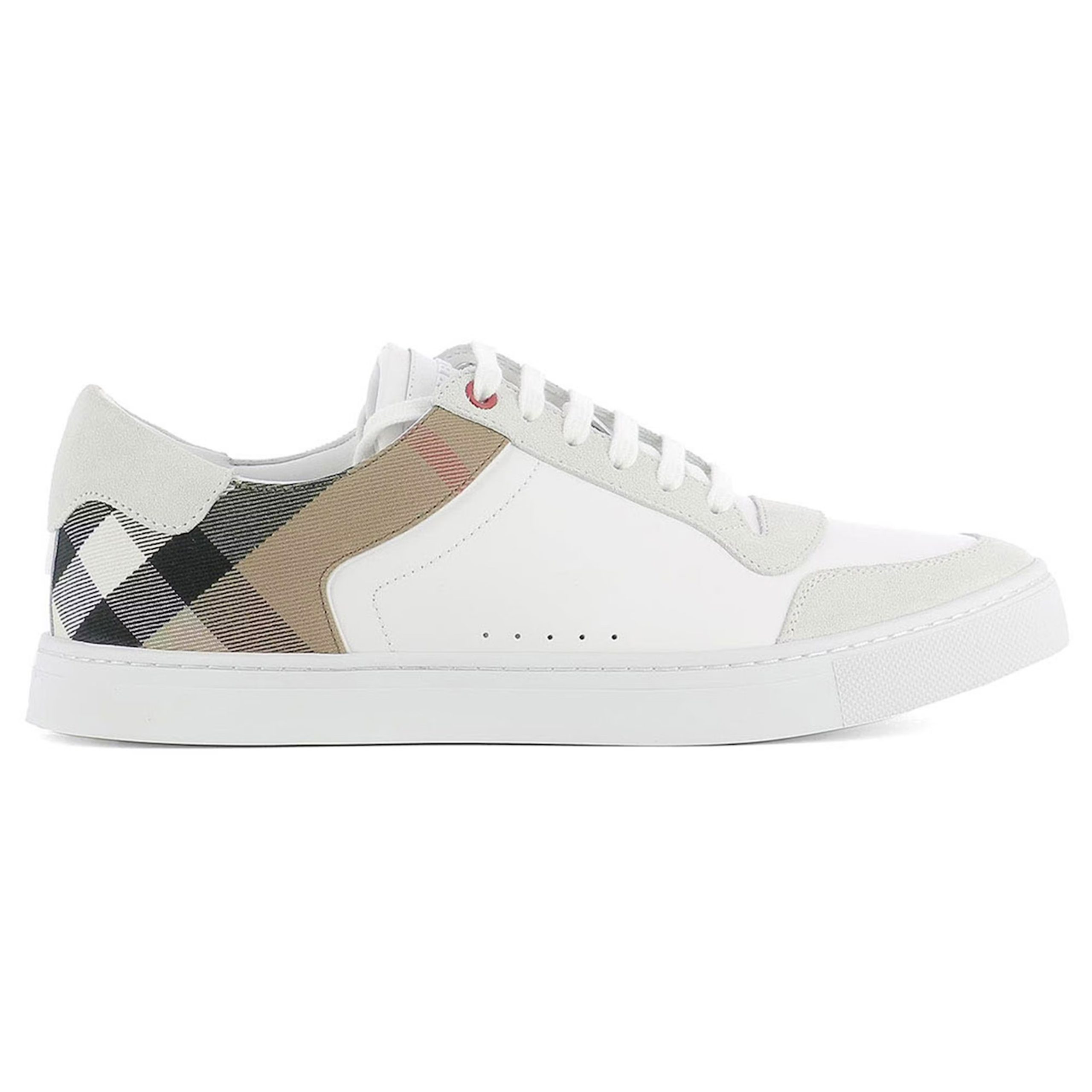 Burberry Leather Suede and House Check Sneakers Optic White